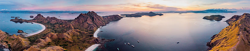 Panorama sunset at Padar Island