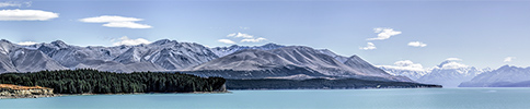 New Zealand, Southern Alps, Lake Pukaki panorama