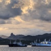 Fiji, Suva, harbour, sunset