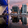 Auckland, Sonnenuntergang, Hafen, Skyline