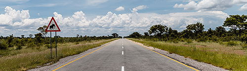 Chobe NP, Botswana, Verkehrszeichen