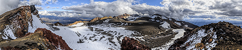 New Zealand, Ruapehu volcano, crater panorama