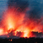 The erupting lava dome of Ibu volcano